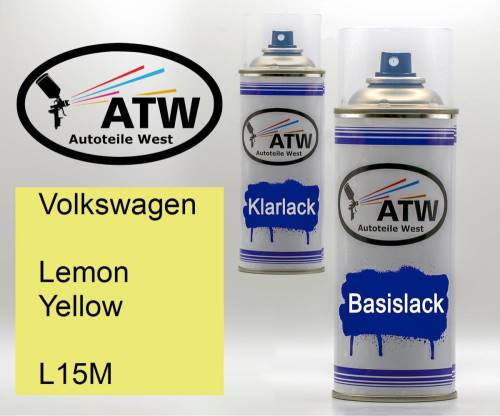 Volkswagen, Lemon Yellow, L15M: 400ml Sprühdose + 400ml Klarlack - Set, von ATW Autoteile West.